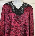 Vintage Vanity Fair Short Nightgown Burgundy Nylon Black Lace Women s Large Usa