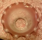 Vintage Ruffled Pink Cranberry Glass Acid Etched Light Lamp Shade 3-7 8    Fitter
