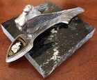 Original Rare   Beautiful 1933 Plymouth Nude Mermaid Hood Ornament Enamel Emblem