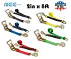 Usa 2  X 8  Axle Strap Car Trailer Hauler Ratchet Tie Down Strap W  Snap Hook