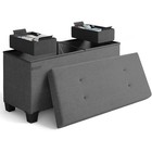 Tufted Storage Ottoman Bench W  Removable Legs   Hidden Bins Living Room New