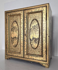 Antique Chinese Lacquered Table  Cabinet  19th Century Giltwork  Jewellery Box