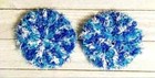Handmade Crochet Kitchen Reusable Dish Scrubbies Sponge Blue Waves 3 Inch 2pc