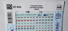 Industrial Safety And Warning Signs 1985  Ho Scale - Microscale Decal 87-924