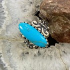 Carolyn Pollack Sterling Silver Oval Blue Turquoise Decorated Ring For Women