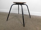 Mcm Antique Wide Base Swivel Seat Work Stool Steampunk Industrial Metal W Wood
