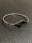 Vintage Mexico 925 Sterling Silver Mother Of Pearl Abalone Bangle Bracelet 1970s