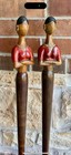 Vintage Pier 1 Imports Carved Wood Statues Set Of 2 Modernist Female Figures 27 