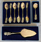 Vintage Silver Antiko 100 Hildesheimer Rose 7 Spoons   Pie Server Lot Of 8 Nib