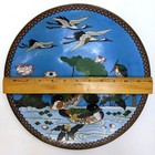 Cloisonne Charger Water Birds  Champlev   Enameled  Plate 12  Japan Meiji Vintage
