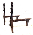 Antique C 1850 Small Wrought  Iron Fireplace Andirons Still Solid And Usable