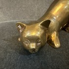 Vintage Brass Crouching Cat Kitten Figure Paperweight Door Stop 8    Heavy