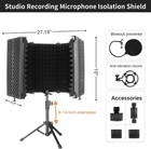 Microphone Isolation Shield  5 Panel Sound Shield With Pop Filter And Tripod    