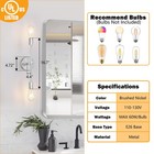 2-light Brushed Nickel Vanity Lights For Bathroom Silver Wall Sconce 1 Pack