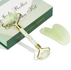 100  Natural Jade Facial Massage Roller   Gua Sha Set Gift Box Beauty Tools