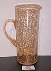 Pink Crackle Glass Water Tea Cocktail Pitcher 8  Vintage