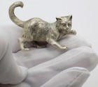 Vintage Italian Handmade Genuine Silver Playful Cat Figurine Sculpture Miniature