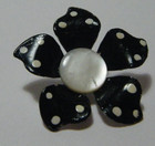 Vtg Button 60s Realistic Metal Enameled Black Daisy Flower W Metal Shank 1 1 4 