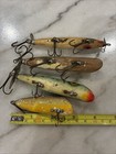 Lot Of 4 Vintage Unmarked Wood Fishing Lures In Very Used Condition  beaters 