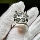 5ct Round Cut Real Moissanite Solitaire Engagement Ring     14k White Gold Plated