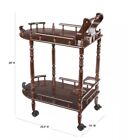 Slim Cherry Wood Serving Cart Rolling Beverage Wine Liquor Rack Tea Trolley