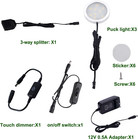 Under Cabinet Led Black Cover Puck Lighting Kit With Touch Dimmer Switch