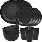 16 Piece Plates And Bowl Set For 4  Dinnerware Dish Set For Kitchen
