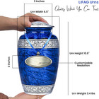 Blue Urn For Ashes Adult Male   Female With Velvet Bag   Customizable Medallion 