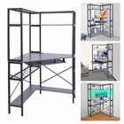 Triangular Computer Desk W  Led Lights And Power Outlet  Home Office Corner Desk