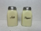 Vintage Mckee Milk Uranium Glass Salt   Pepper Shakers W roman Arches 4 25    Tall