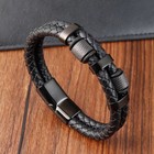 Men s Genuine Leather Braided Bracelet Stainless Steel Magnetic Buckle Bangle