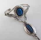 Navajo Goodluck Sterling Silver Slave Bracelet With Lapis Ring Size 7 75