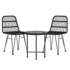 3-piece Outdoor Dining Set In Black Poly Rattan Vidaxl