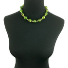 Mid-century Vintage Marbled Green Beaded Necklace - 17 5  Chunky Light Plastic