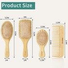 Bamboo Hair Brush Set Natural Wooden Bamboo Comb Paddle Detangling Hairbrush Fo