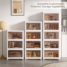 4 5 Pack Collapsible Storage Bins Wheels Cart Stackable Organizer Box Cabinets