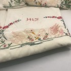 Vintage His Hers Swan Embroidered White Cotton Pillowcases Standard Size