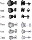 6 Pair Titanium And Stainless Steel Mens Womens Stud Earrings Set Black And Clea
