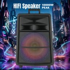 15  10000w Heavy Bass Bluetooth Party Speaker System W  Led Lights Wireless Mic