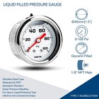 0-100 Psi Fuel Pressure Gauge  1-1 2  Dial Size  1 8  Npt Back Mount  Glycerin