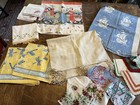 Lot 20 Piece Vintage Linens Crocheted Hand Made Vintage Fabrics Colorful