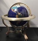 World Globe-semi-precious Inlaid Stone And Shells W Compass 