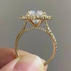 3 80 Ct Radiant Cut White Moissanite Halo Engagement Ring 14k Yellow Gold Finish