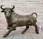 Huge Hand Made Stock Market Bull Bronze Trophy Collectible Collector Sculpture