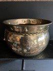 Vintage Hammered Brass Planter Vase W tassels Made In India 7  Wide  5  Tall