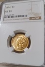 1854 G 3 Three Dollar Gold Piece  Ngc Au-53 - Classic Gold Brilliance