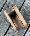 Antique Vintage Large Wood iron Single Block Barn Pulley W  Iron Eye Hook