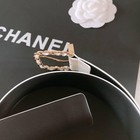 Chanel Belt women  White  leather  Gold Plated Size 85
