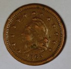 1863 Civil War Merchant Token  liberty Head   Wilson s Medal    ny-630-cj-1a