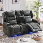 Recliner Sofa 2-seater Reclining Couch Pu Leather Loveseats Home Theater Seating